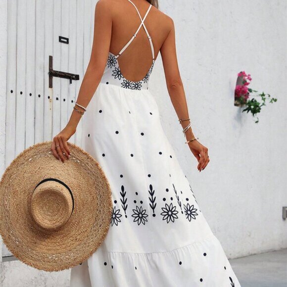 Multicolor Boho Women's Printed Cami Maxi Dress Hawaiian Style - Picture 5 of 5